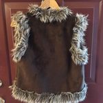 Vintage 2000’s Faux Fur Vest Embroidered And Embellished Size Small Brown Photo 6