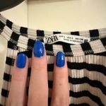 ZARA Ribbed Minimalist Halter Black & White Striped Tank Top Photo 6