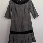 Pendleton  Boat Neck Pleated Wool Silk Sheath Dress in Gray Black 6 P Photo 0