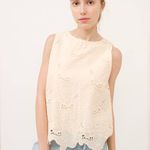 Aaron & amber flower embroidery top in white NWOT Photo 2