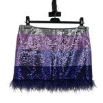 Lovers + Friends  Sirena Skirt in Purple Multi Sequin size Medium Mini Feathers Photo 2