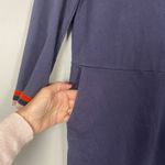 Boden Navy‎ Livia Velvet Striped Cuff Quarter Sleeve Sweatshirt Dress Size 4L Blue Photo 5