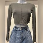 ZARA  Olive Long Sleeve Crop Top Size M Trendy Edgy Chic Photo 1
