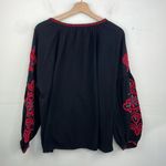 ZARA Embroidered Black and Red Women's Top size Large Photo 7
