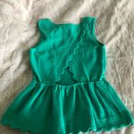 Maeve Anthropologie Textured Scallop Peplum Tank Top Green Size Small Photo 3