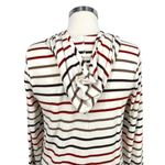 Market & Spruce Striped Hooded Long Sleeve Top Ivory Red Brown Size Large NWT Photo 6