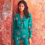 Sézane Sezane Elisa green floral silk blouse Photo 3