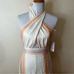 Amanda Uprichard Christie Striped Pastel Metallic Cut Out Jumpsuit NEW SMALL Photo 2