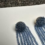 Sugarfix  Blue Beaded Fringe Dangle Pierced Earrings Signed Photo 1