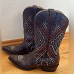 Roper Aztec Embroidered Neon Southwestern Women's Western Boots Leather Size 10 Brown Photo 1