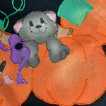 Tultex Vintage Halloween Puff Paint Sweatshirt with Cat & Pumpkins Size XL Photo 6