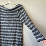 Off Shoulder Ribbed Long Sleeve Top L y2k tunic twee faded stripe sweater grunge Gray Size L Photo 4