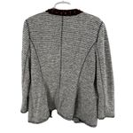 Chico's Black and White Striped Jacket Red beaded Accents open front L 12 office Photo 7