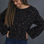 Maeve Anthropologie  Confetti Sweater black knit S $138 casual winter classic Photo 0