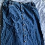 Bill Blass Vintage Women’s Below The Knee Denim Blue Button Jean Skirt Sz 16 Photo 1