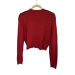 Brandy Melville Women's Red Striped Jessica Cropped Sweater Comfy Casual Photo 2