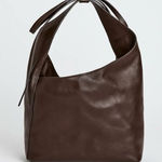 Reformation  Tobacco Leather Small Brown Vittoria Tote Bag Photo 0