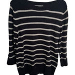 Karen Scott Boatneck Sweater Black Silver Stripes M Photo 0