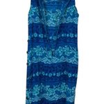 Dress Barn Vintage  Blue Floral Striped Long Dress Women’s Size 12 Summer Vacation Photo 7
