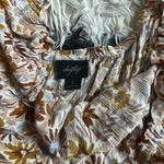 Daytrip Floral Cream and Brown Crinkle Blouse, Open Back, Large Photo 2