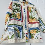 Farm Rio Tropical Destination Linen Crochet Oversized Shirt, Size XS Photo 8