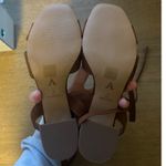 Anthropologie  Tabitha Open Toe Heels Aztec Print Suede Brown‎ Ankle Wrap Size 38 Photo 7