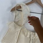 ZARA Cream Embroidered Ruffle Trim Ribbed Knit Off The Shoulder Crop Top Size L Photo 2