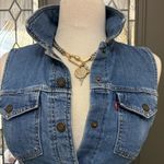 Levi's Classic Aubrey Sleeveless Denim Snap Front Collared Dress | Size Small Photo 2