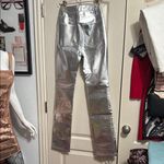 We Wore What 💖  Silver Mirror Straight Leg Faux Leather Pants Photo 3