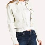 J Brand Women's Messaline White Corduroy Cropped Ray Cropped Trucker Jacket sz L Photo 5