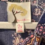 Fig and Flower Women’s Navy and Multicolor Patchwork Shirt Size 2X Blue Photo 1