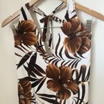 Newport News Vintage  Brown Tropical Halter Neck One Piece Swimsuit Beach 14 Photo 4