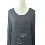 Zoe Casual Top Long Sleeve Scoop Neck with Sequin Detailing Black Women's US XL Photo 1