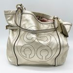 Coach  Audrie Andie Tote Bag Gold Metallic Leather Quiet Luxury Op Art 17064 Photo 3