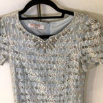 Blue lace embellished rhinestone dress Photo 7