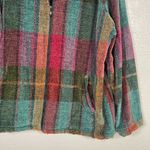 Chico's  Women 3 L Blue Red Orange Plaid Chenille Woven Jacket Zip Front Pockets Photo 1