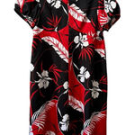 Hukilau Fashions Dress Sz 20 Red Floral Hawaiian Tropical Beach Red Black VTG Photo 0
