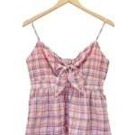 Loft NWT Gingham Tie Front Cami in Solar Tangerine Pink Plaid Size XS Y2K NEW Photo 6