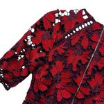 Just Me Stunning Red and Burgundy Crochet Lace Dress Small With Sleeves Photo 4