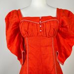 Farm Rio NWOT  100% Linen Puff Sleeve Linen Romper Size S Red Photo 7