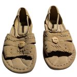 Vtg 1990s Earth Spirit Beige Suede Beaded Closed Back Comfort Sandals Sz 6 Tan Photo 1