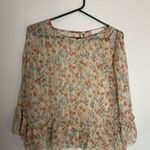 Pink Stitch  Women's Floral Print Sheer Top Size Large Photo 1