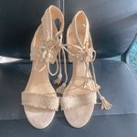 Badgley Mischka  BOMBAY Stiletto Heeled Suede Sandals Nude/Cream Size 10 Photo 3