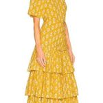 Veronica Beard  Virginia Sun Yellow One Shoulder Floral Tiered Maxi Dress Size 16 Photo 1