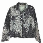 Black & White Floral Sequined Unique Handmade Demim Jacket LA Blend Size Medium Photo 0
