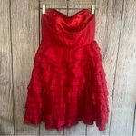 Betsey Johnson Vintage Betsy Johnson Silk Tiered Bow Red Dress Womens Size 2‎ Y2K 90s Strapless Photo 2