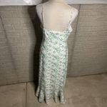 Pink Lily  White Green Floral V Neck Button Front Maxi Dress‎ Summer Casual Large Photo 4