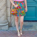 J‎ Crew linen sidewalk Skirt vibrant women’s tropical floral mini pull on 2 Blue Photo 7