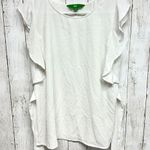 dip Blouse Women Size Medium Ruffled pleated Sides Sleeveless White Round Neck Photo 0