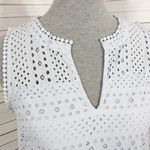 Loft Eyelet Split Neck Sleeveless Shift Tunic Mini Dress Powder Blue Size 2 Photo 6